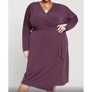 Universal Standard Women’s Wrap Dress Jersey Dolan sleeve Purple Sz L 22/24